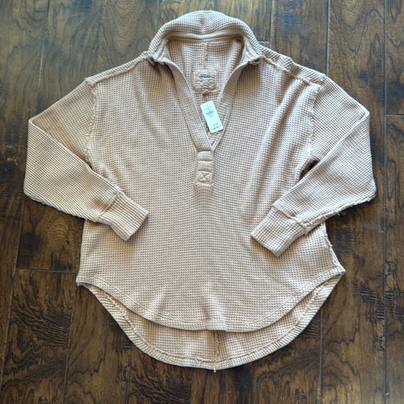 NWT!  Aerie Lumberjane waffle polo sweatshirt, size XXS - Picture 3 of 10